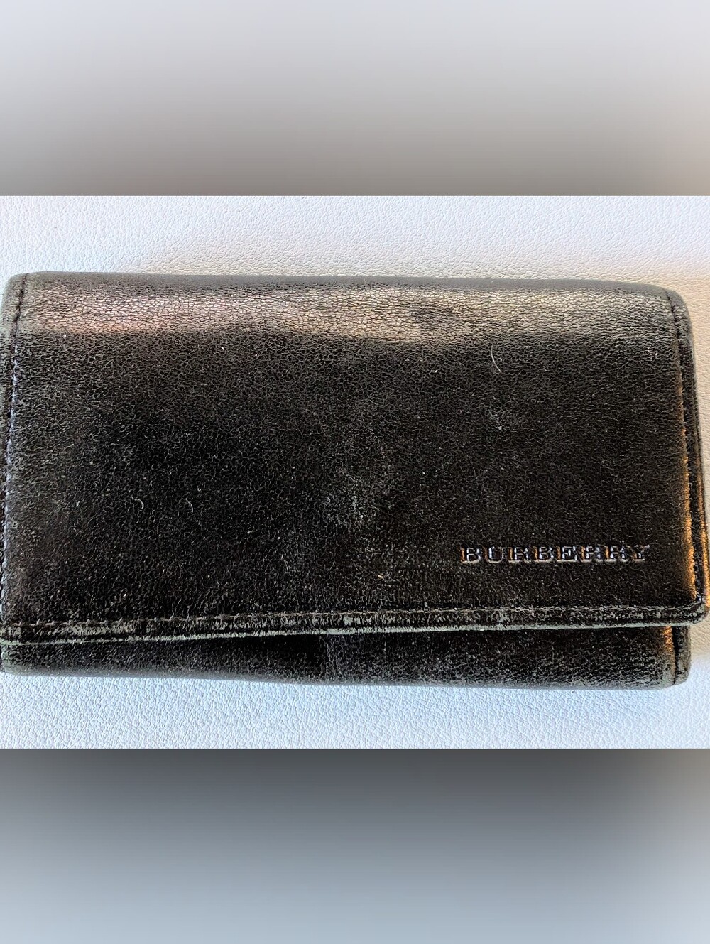 Authentic Vintage BURBERRY Black Leather 5-Hook Key Case Wallet • Excellent!